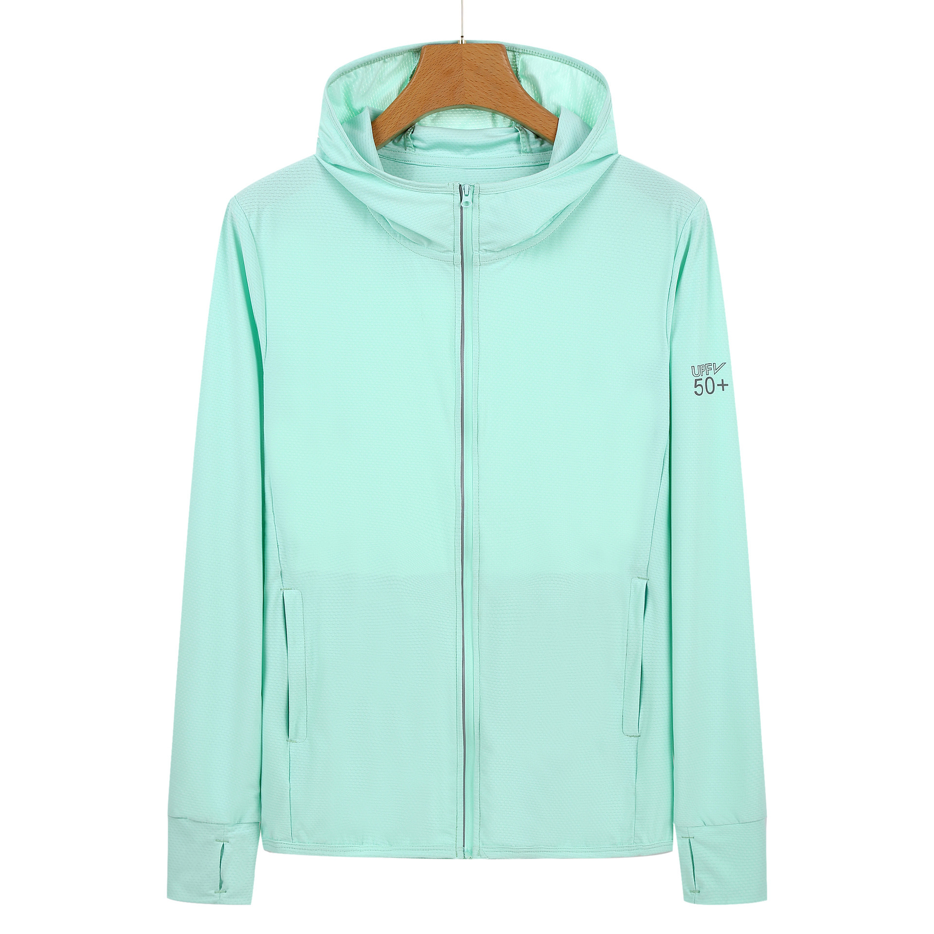 V888-ELOSUNG19293-202502241132-00 XL Green Long Sleeve UV Protection Summer Breathable Knitted Ice Silk Outdoor Sun Protection Clothing - Unisex Thin Sunscreen Shirt - Image 1