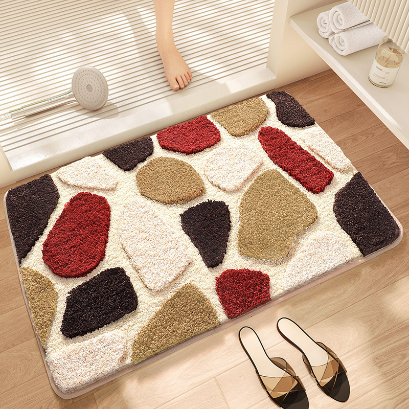 V888-ELOSUNG19375-202502261710-00 Brown Stone Bath Mat - Super Absorbent, Non-Slip Bathroom Floor Mat - 50x80cm - Image 1