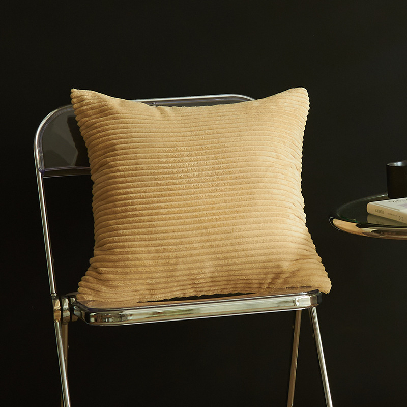 V888-ELOSUNG19405-202502281108-00 Grayish Yellow Set of 4 Corduroy Pillow Covers - Solid Color Minimalist Throw Cushion Covers - 45x45cm (Pillow Inserts are NOT Included) - Image 1