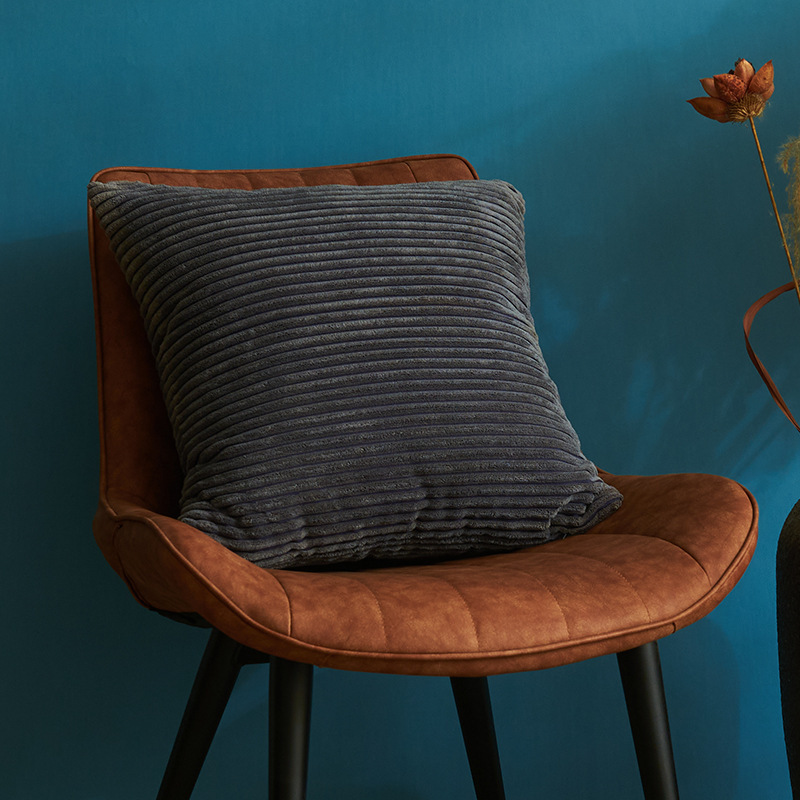 V888-ELOSUNG19416-202502281110-00 Dark Grey Set of 4 Corduroy Pillow Covers - Solid Color Minimalist Throw Cushion Covers - 45x45cm (Pillow Inserts are NOT Included) - Image 1