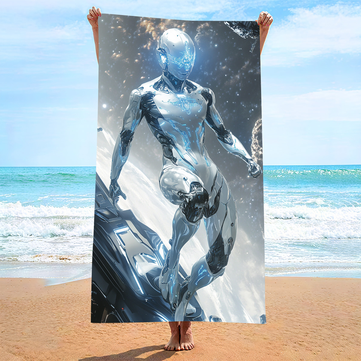V888-ELOSUNG19517-202503071340-00 2 pcs Extra Large Microfiber Double-Sided Beach Towel, Quick-Drying and Portable - STJ-003-X22 - Image 1