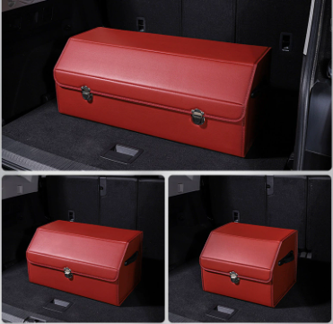 V888-ELOSUNG19550-202503071412-00 Medium Sized Burgundy Foldable Car Trunk Storage Box - Large Capacity Insertable Rear Organizer - Image 1