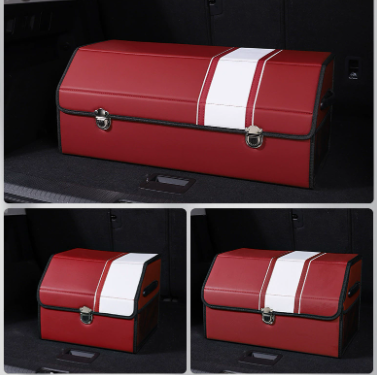 V888-ELOSUNG19572-202503071612-00 Extra Large Wine red-white Foldable Car Trunk Storage Box - Large Capacity Insertable Rear Organizer - Image 1