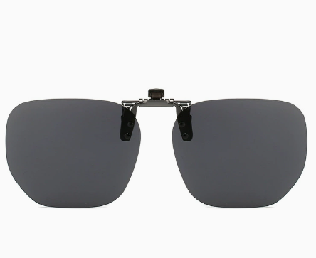 V888-ELOSUNG19696-202503121430-00 Black-grey 2-Piece Flip-Up Sunglasses Clip-On Set for Glasses - UV-Protective Square Polarized Lenses for Driving - Image 1