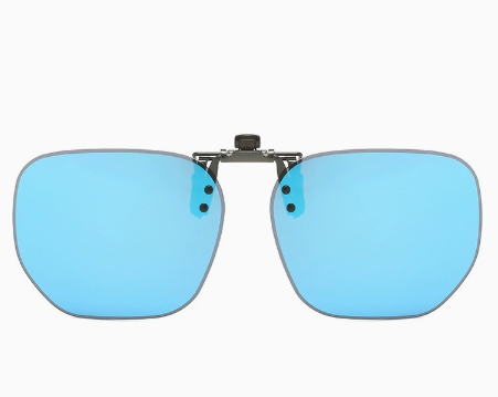 V888-ELOSUNG19706-202503121411-00 Methylene Blue Flakes 2-Piece Flip-Up Sunglasses Clip-On Set for Glasses - UV-Protective Square Polarized Lenses for Driving - Image 1