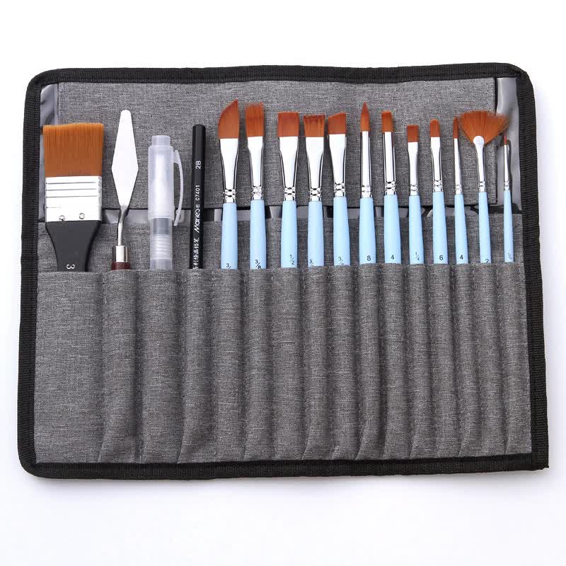 V888-ELOSUNG20004-223324-00 Light blue 18-Piece Multi-Purpose Nylon Hair Watercolor Brush Set – Professional Painting Tools for Artists - Image 1