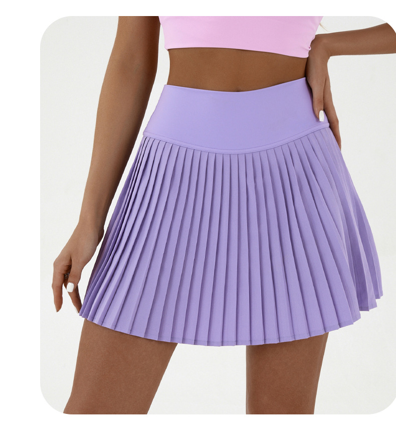 V888-ELOSUNG20046-224429-00 High waist purple pleated skirt | built-in shorts to prevent exposure - suitable for yoga, badminton and golf Size XS - Image 1