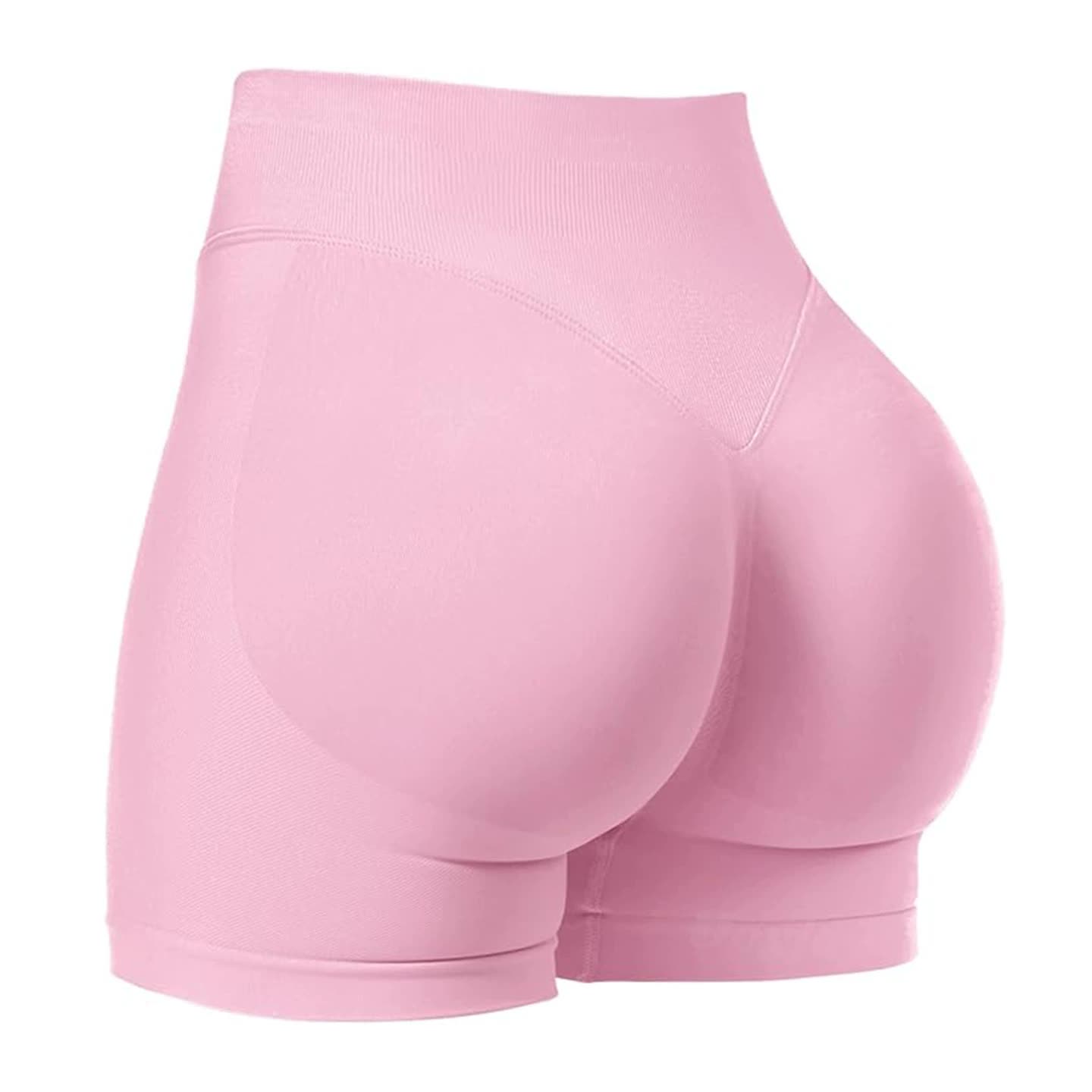 V888-ELOSUNG20181-224409-00 Pink High-Waisted Yoga Shorts for Women, Butt-Lifting Fitness Running Shorts, Sports Leggings for Workout, Size XL - Image 1