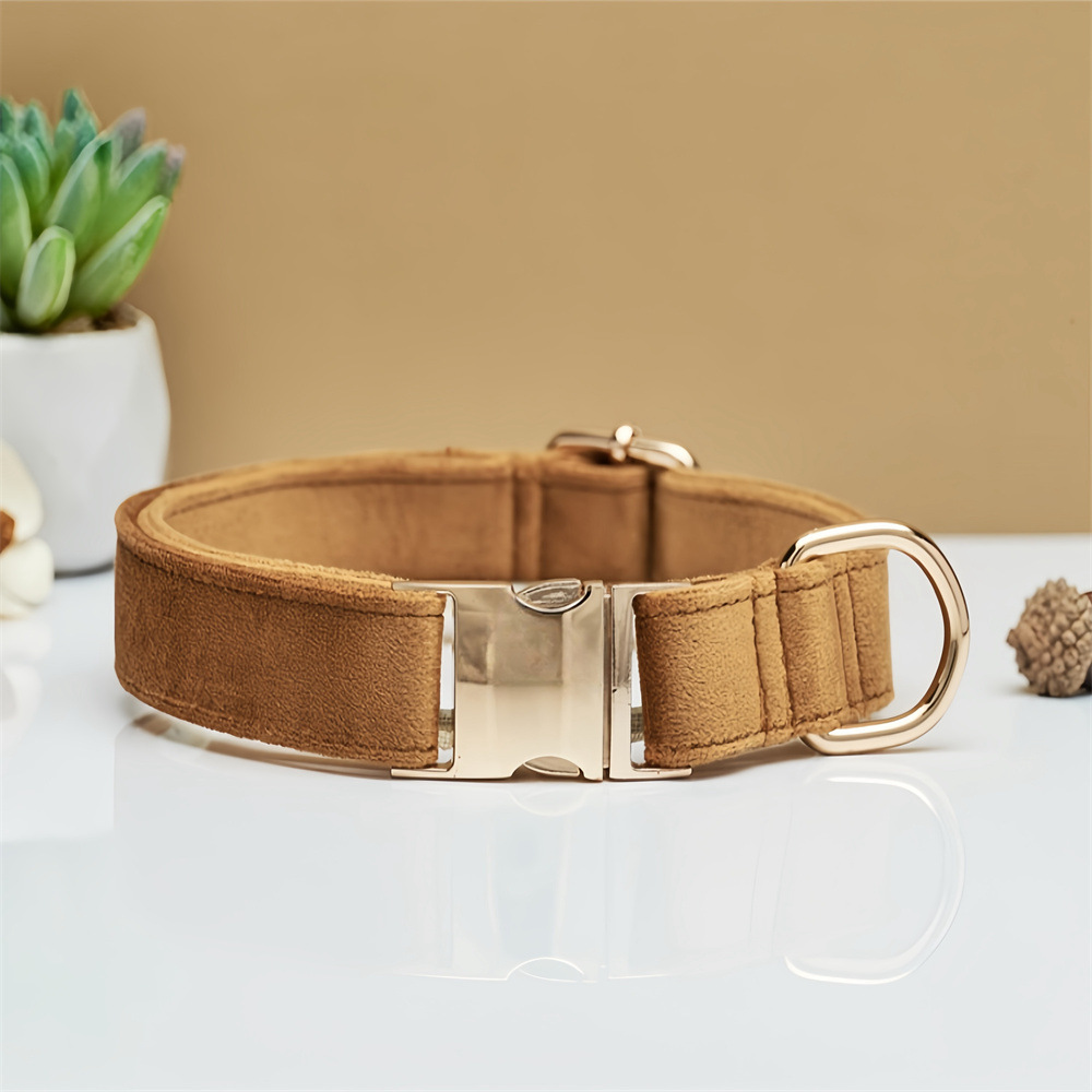 V888-ELOSUNG20395-227243-00 Light Brown Durable Dog Collar with Metal Buckle - Adjustable Nylon Pet Collar for Small to Large Dogs Size XS - Image 1
