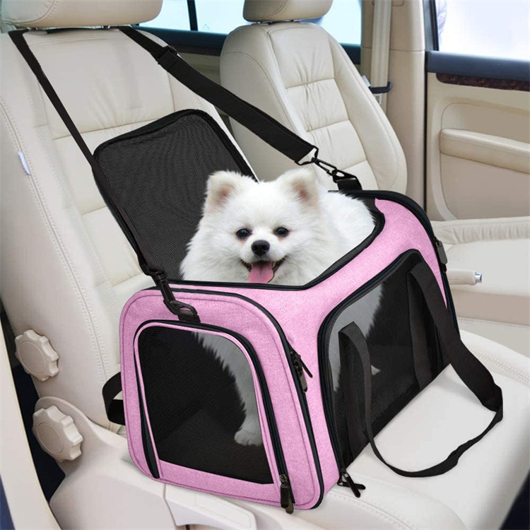 V888-ELOSUNG20413-227213-00 Pink Portable Pet Travel Carrier Bag - Foldable, Durable, and Comfortable for Small Dogs & Cats 40cmx25cmx25cm - Image 1