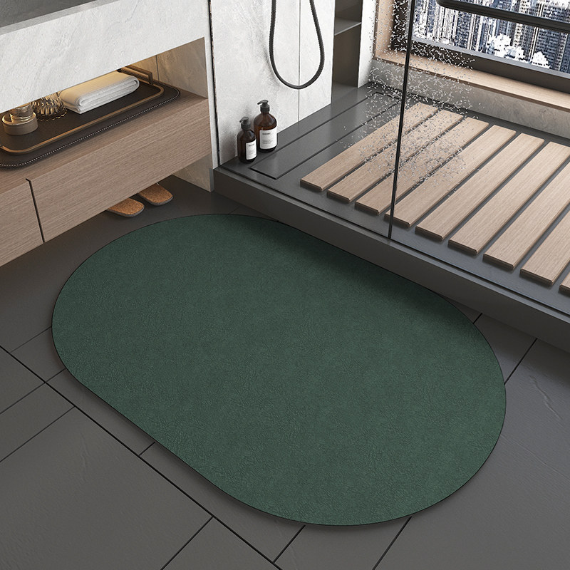 V888-ELOSUNG20639-202502261710-00 Oval dark green Quick-Dry Absorbent Non-Slip Bath Rug for Bathroom, Kitchen & Entryway 50x80cm - Image 1