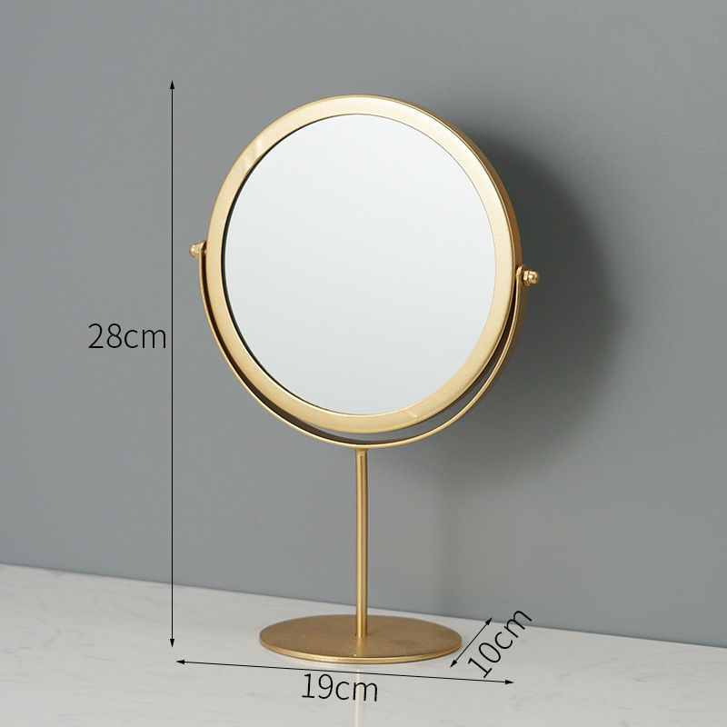 V888-ELOSUNG20732-202503031025-00 Gold Rotating Tabletop Makeup Mirror - 360° Swivel Vanity Mirror for Bedroom & Desk - Image 1