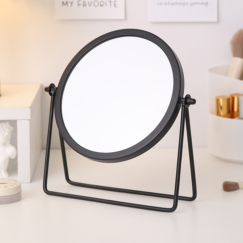 V888-ELOSUNG20734-202503031003-00 Black Rotating Tabletop Makeup Mirror - 360º Swivel Vanity Mirror for Bedroom & Desk - Image 1