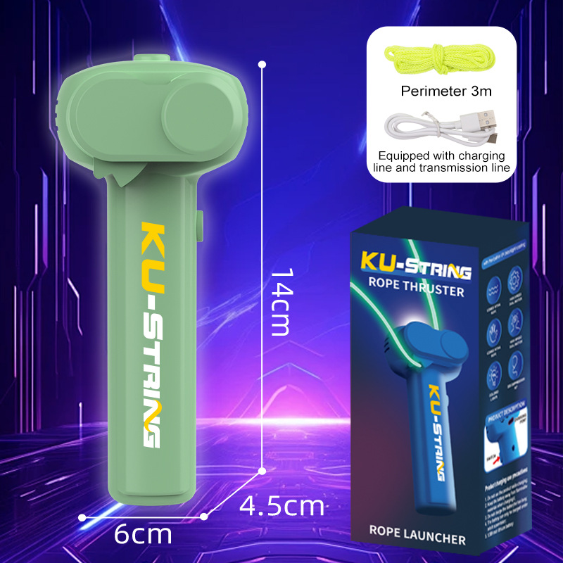V888-ELOSUNG20845-202503071346-00 Green 3-Meter Glow-in-the-Dark Rope Launcher Toy - Fun Stress Relief for All Ages - Image 1