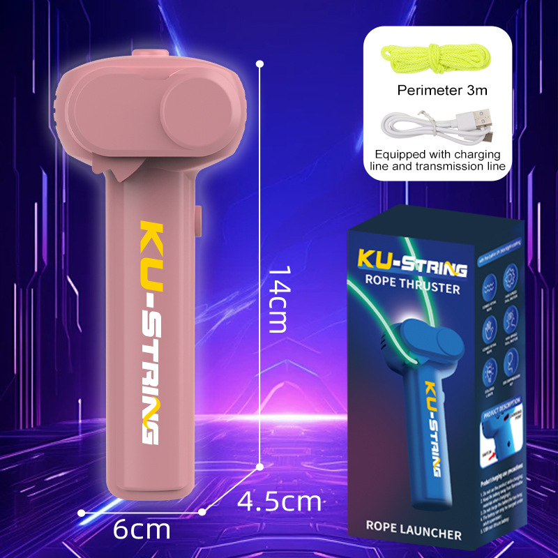 V888-ELOSUNG20847-202503071346-00 Pink 3-Meter Glow-in-the-Dark Rope Launcher Toy - Fun Stress Relief for All Ages - Image 1