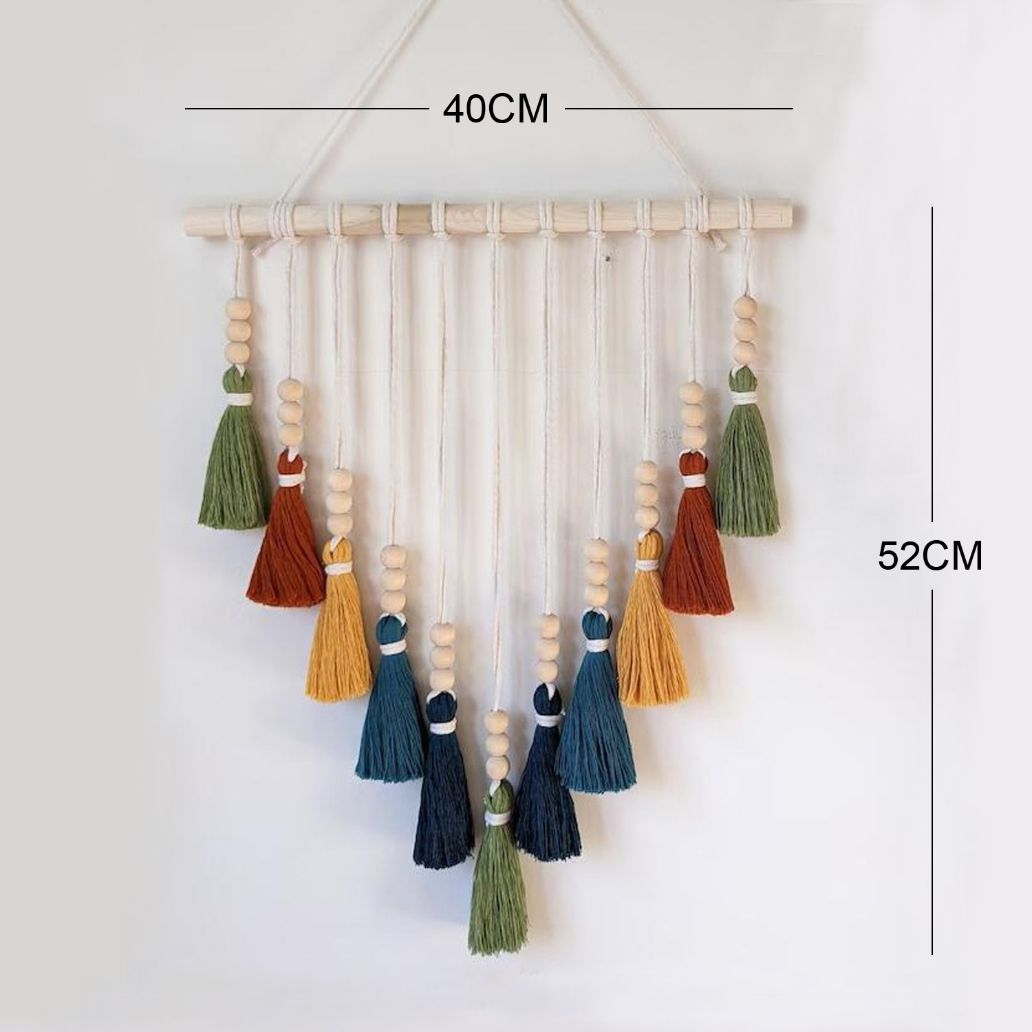 V888-ELOSUNG20902-202503111145-00 Colorful Tassel Wall Hanging-Wooden Beads Boho Tapestry Home Decor - Image 1