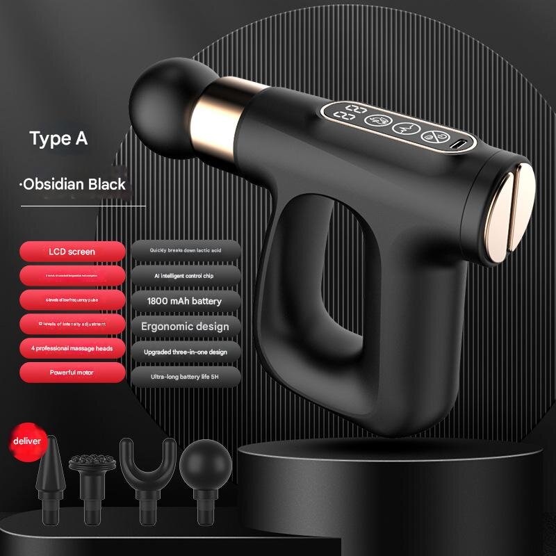 V888-ELOSUNG20959-202503121517-00 Black Mini Fascia Gun Muscle Massager with Pulse Heat - Deep Tissue Relaxation - Image 1
