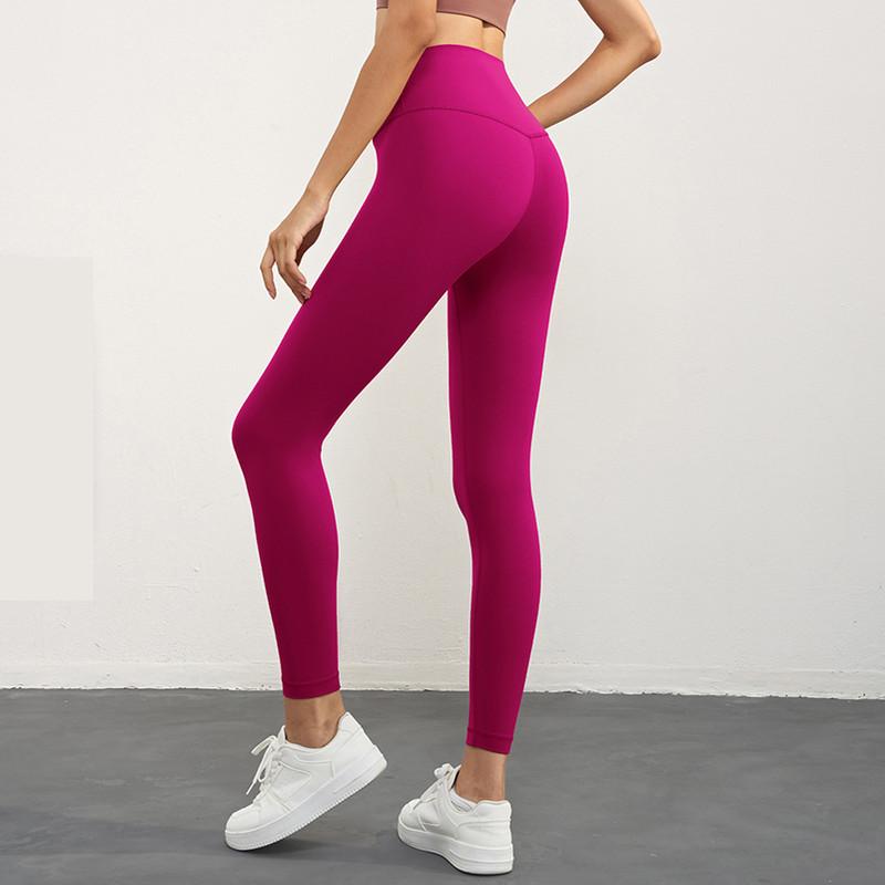 V888-ELOSUNG21000-224770-00 Size XL Rose Pink High-Waisted Seamless Yoga Pants for Women - Tummy Control, Butt Lifting & Back Waistband Pocket - Image 1