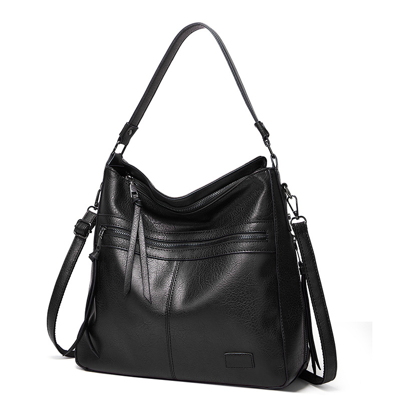 V888-ELOSUNG21414-202502271140-00 Black Spacious & Stylish PU Leather Tote Bag - Versatile Shoulder/Crossbody - Image 1