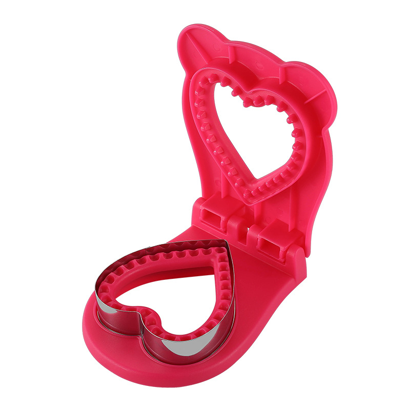 V888-ELOSUNG21427-202502281035-00 3 Pcs Rose Red Heart Sandwich Maker Sealer - DIY Toast Pocket Bread Cutter & Sealer Mold (PP + 304 Stainless Steel) - Image 1