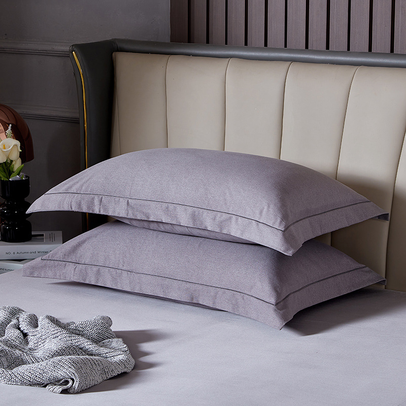 V888-ELOSUNG21445-202502281101-00 Grey Pure Cotton Flannel Pillowcase Set - Soft, Thickened, Solid Color (Pair, 48x74cm) - Image 1