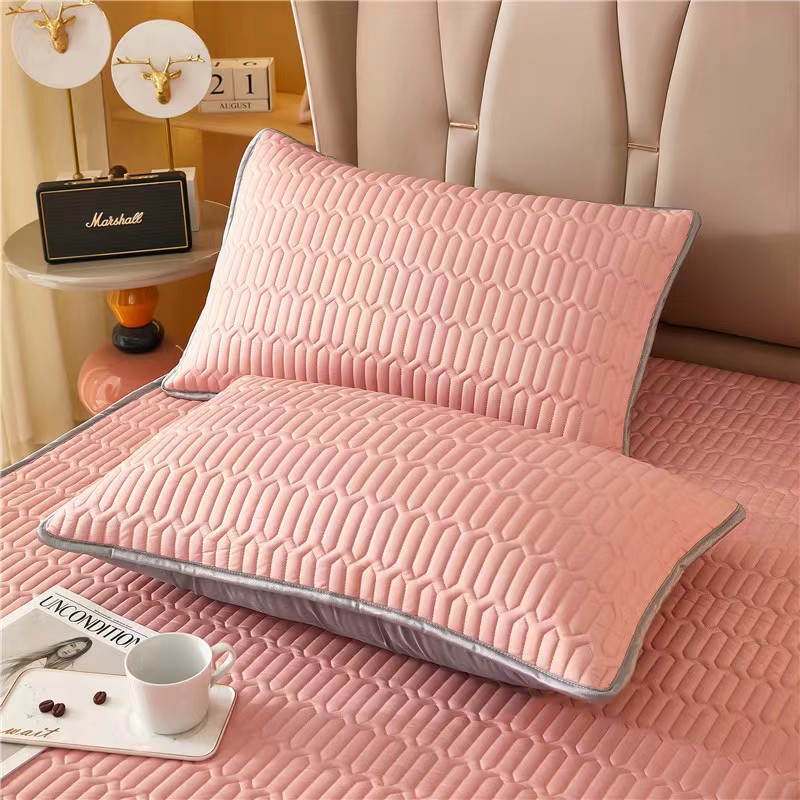 V888-ELOSUNG21489-202502281125-00 Pink Cooling latex texture Pillowcase Set - Latex Feeling, Solid Color, 48x74cm (Pair) - Image 1