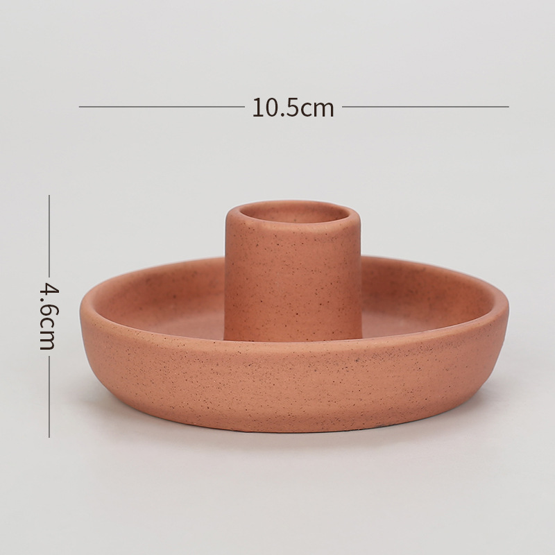 V888-ELOSUNG21572-202503051025-00 2 Pcs Orange Oval Bottom Nordic Ceramic Candle Holder with Jewelry Dish - Elegant Minimalist Home Decor Piece - Image 1