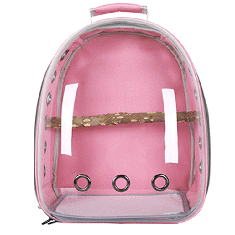 V888-ELOSUNG21778-202503111137-00 Pink Stylish Transparent PVC Pet Carrier Backpack - Large Capacity, Multi-Use for Birds & Cats(Including Wooden Stick) - Image 1
