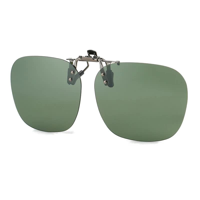 V888-ELOSUNG21784-202503111125-00 2 Pcs Green Polarized Clip-On Sunglasses - Day & Night Use, Frameless Polygon Design for Fishing & Driving - Image 1