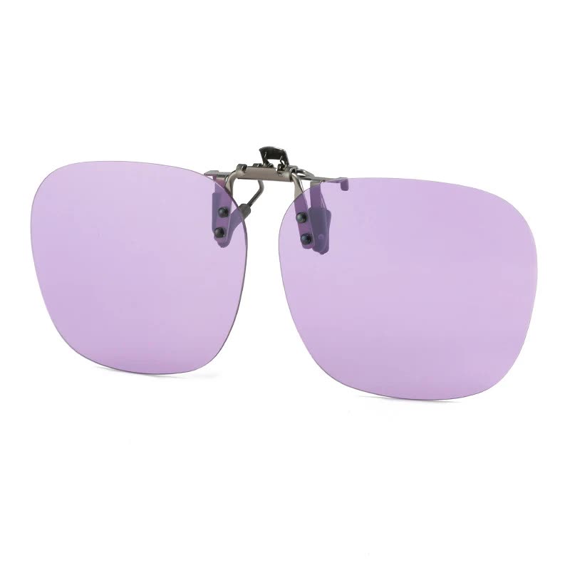 V888-ELOSUNG21790-202503111126-00 2 Pcs Purple Polarized Clip-On Sunglasses - Day & Night Use, Frameless Polygon Design for Fishing & Driving - Image 1