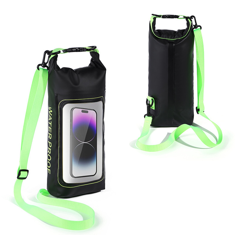 V888-ELOSUNG21925-202503141125-00 Black And Green 2L Waterproof Phone Pouch - Multi-Functional PVC Dry Bag for Swimming and Water Activities - Image 1