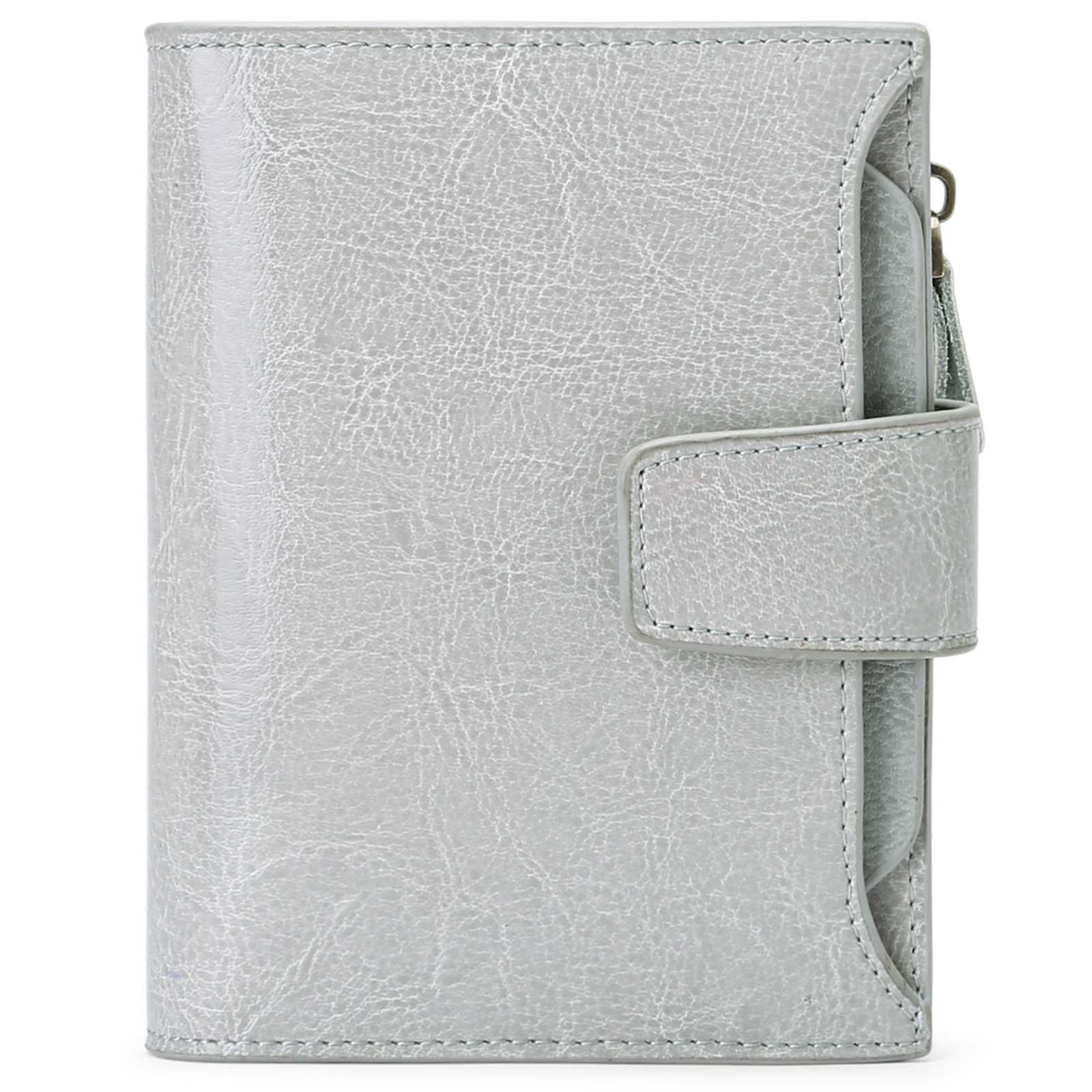 V888-ELOSUNG21960-202503181026-00 Light Grey Premium Genuine Leather RFID Blocking Women's Wallet - Lightweight, Multi-Functional, and Stylish - Image 1