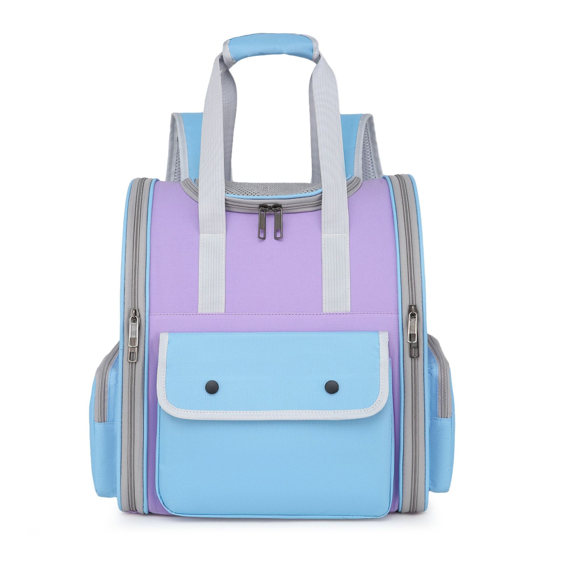 V888-ELOSUNG21975-202503181041-00 Blue And Purple Portable Pet Carrier Backpack - Spacious, Breathable, and Travel-Friendly for Cats and Small Dogs - Image 1