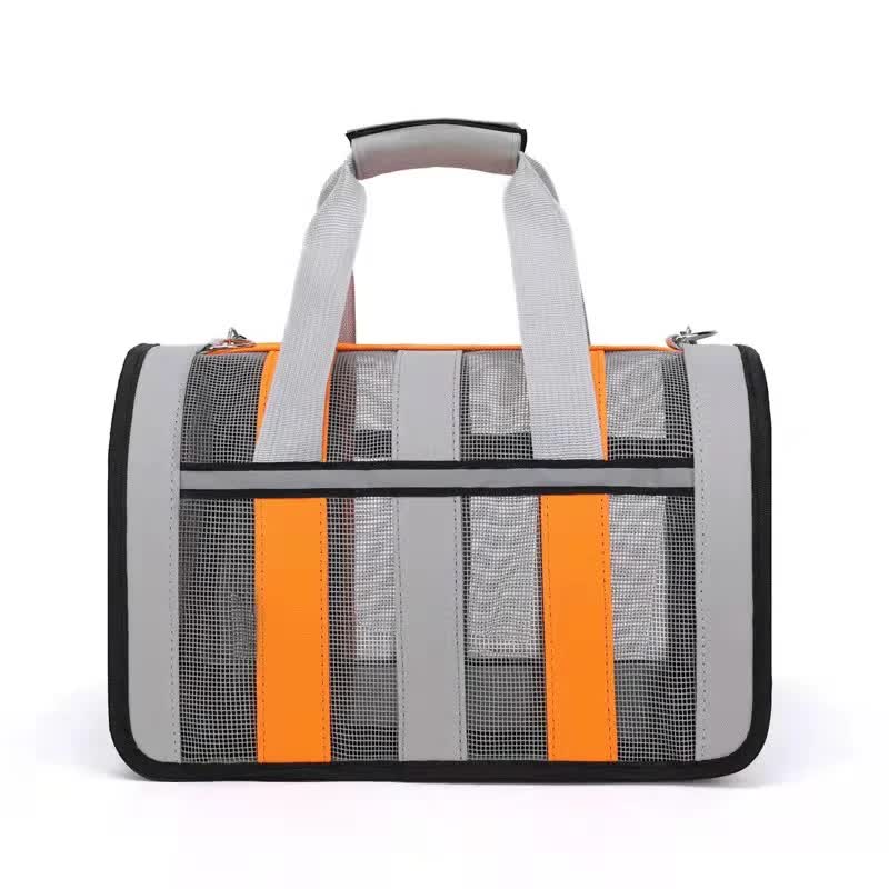 V888-ELOSUNG21996-202503181101-00 Size L Orange And Grey Foldable Pet Carrier Bag - Lightweight, Breathable, and Spacious for All Seasons - Image 1