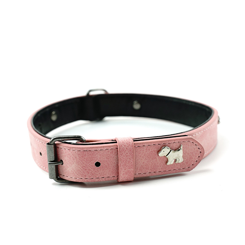 V888-ELOSUNG22006-202503131517-00 2 PCS Pink Soft Leather Dog Collar - Adjustable & Durable for Medium/Large Dogs XS-(42*1.5cm) - Image 1