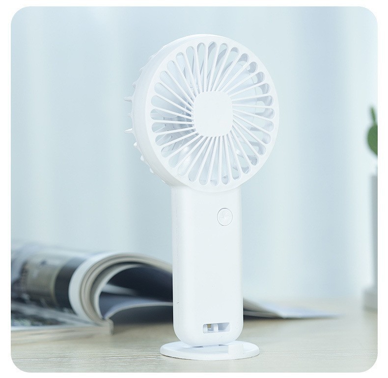 V888-ELOSUNG22025-202503131538-00 2 PCS White Cute USB Rechargeable Handheld Fan - Phone Stand - Great for Summer - Image 1