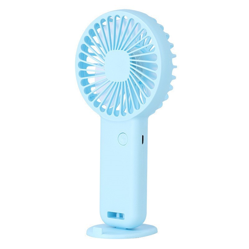 V888-ELOSUNG22026-202503131539-00 2 PCS Blue Cute USB Rechargeable Handheld Fan - Phone Stand - Great for Summer - Image 1
