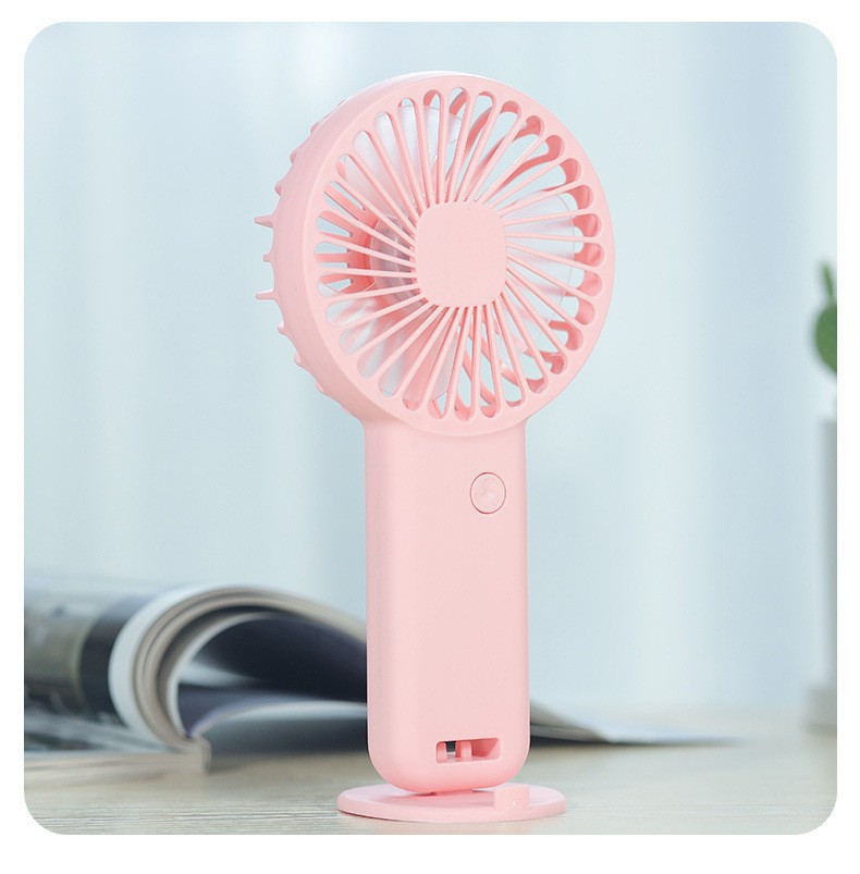 V888-ELOSUNG22027-202503131540-00 2 PCS Pink Cute USB Rechargeable Handheld Fan - Phone Stand - Great for Summer - Image 1