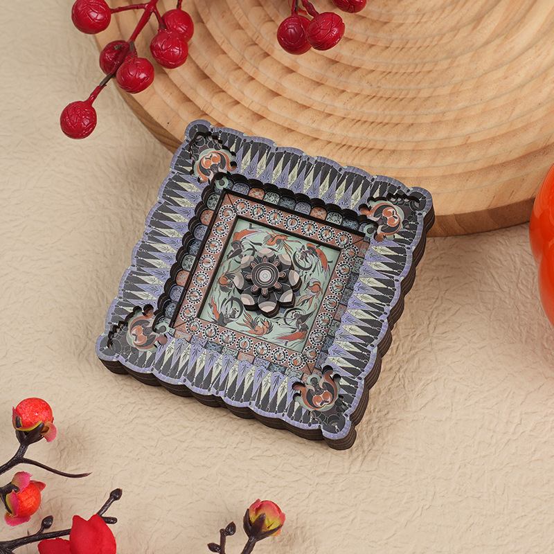 V888-ELOSUNG22145-202503181032-00 2-PCS 3D Wooden Fridge Magnet - Dunhuang Art Style, Creative Gift (Style 4) - Image 1