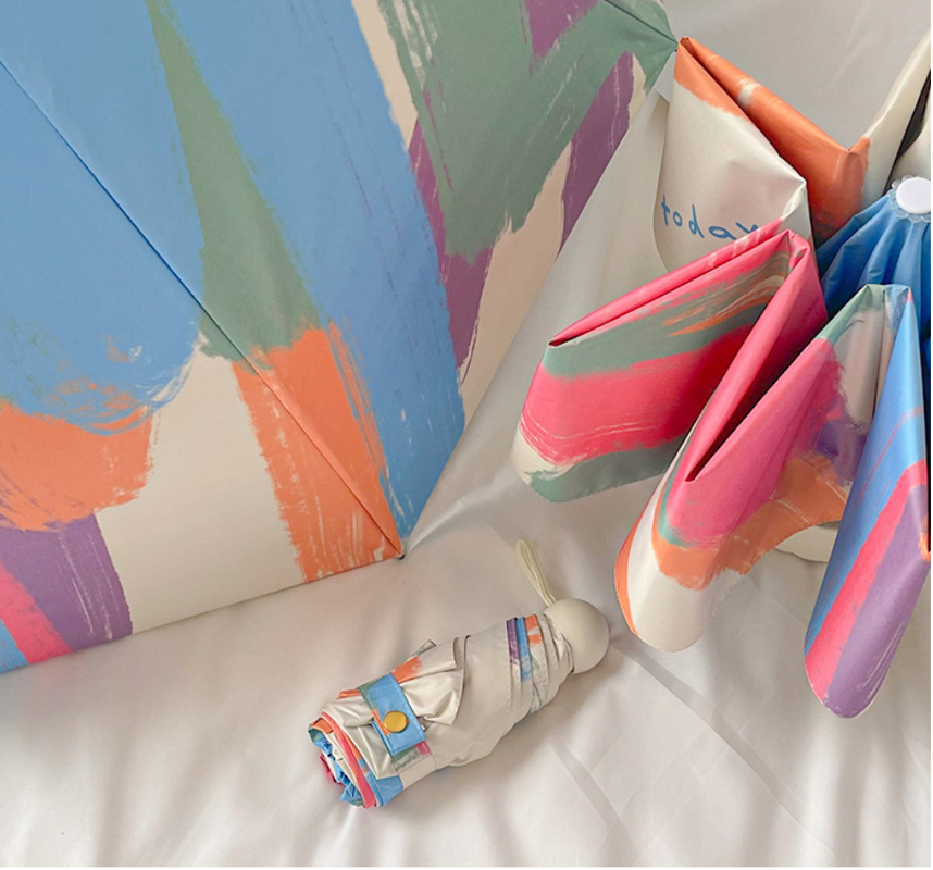 V888-ELOSUNG22280-202503211551-00 Rainbow Curve Mini 5-Fold Umbrella - Portable, Anti-UV, Black Glue Coating - Image 1