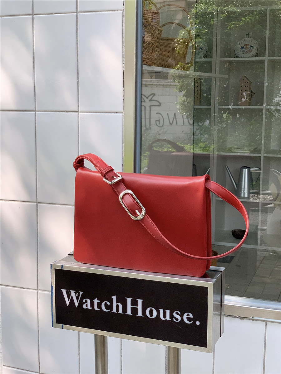 V888-ELOSUNG22431-202503251453-00 Red Minimalist Flap Shoulder Bag-Elegant Women's Double-Layer Crossbody - Image 1