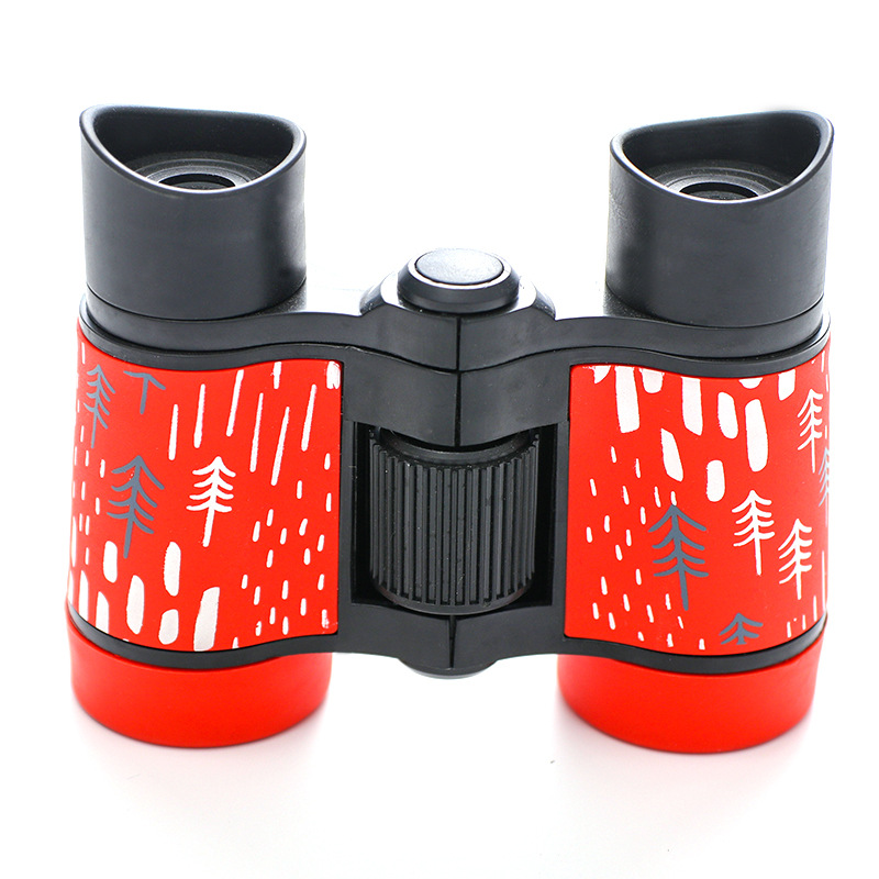 V888-ELOSUNG22453-202503251607-00 2 PCS Red Kids Binoculars - Rubber Grip, Tree Pattern - Image 1