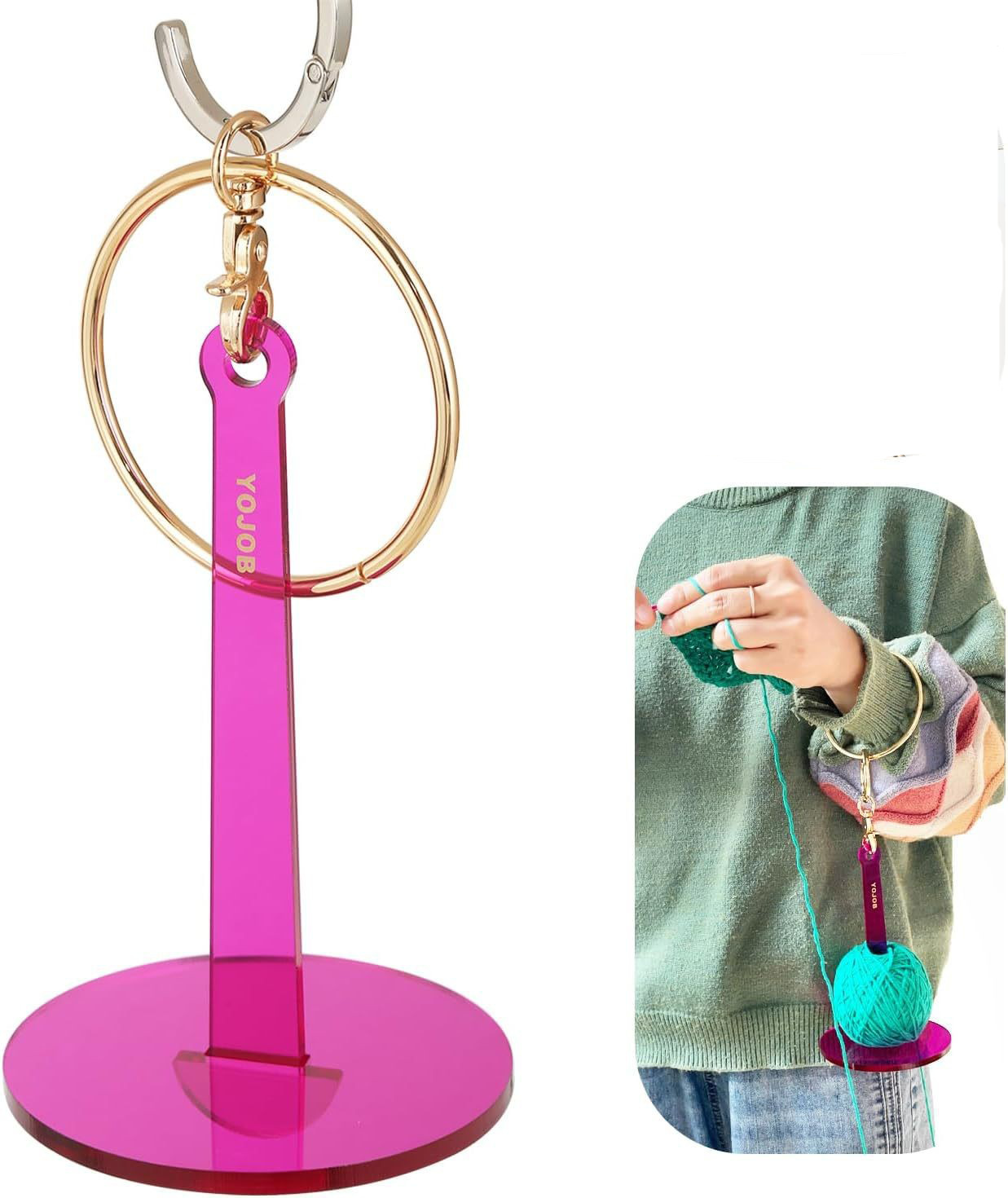 Blue 2-Piece Acrylic Portable Wrist Yarn Holder - Knitting & Crochet Stand