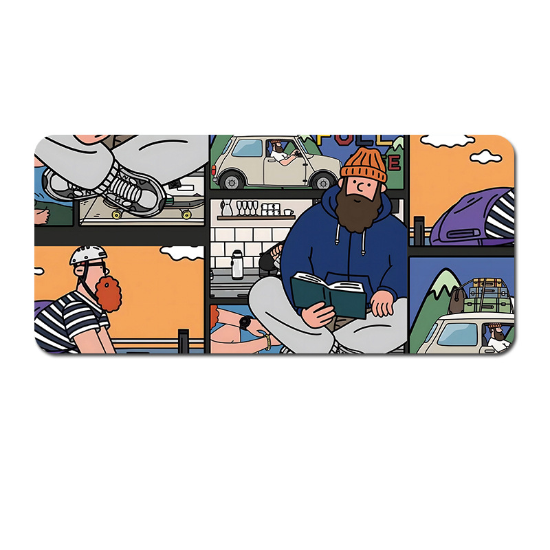 V888-ELOSUNG22930-202504141530-00 Extended Gaming Mousepad (90x40x0.4cm) - Big Beard Uncle Design, Stitched Edges - Style 4 - Image 1