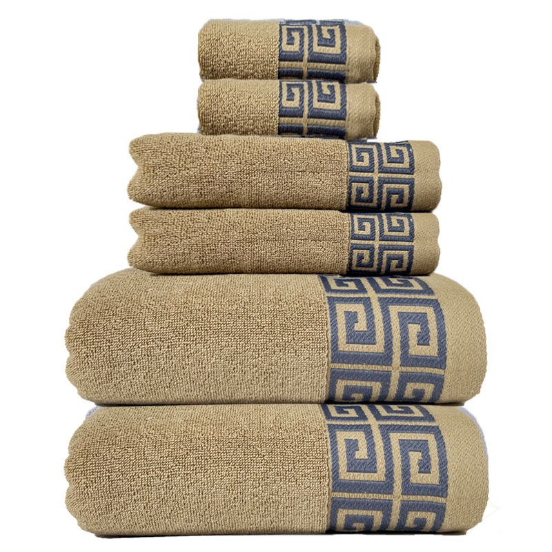 V888-ELOSUNG23037-202503211758-00 Khaki Luxury Cotton Towel Set - 6-Piece Highly Absorbent Bath & Hand Towels - Image 1