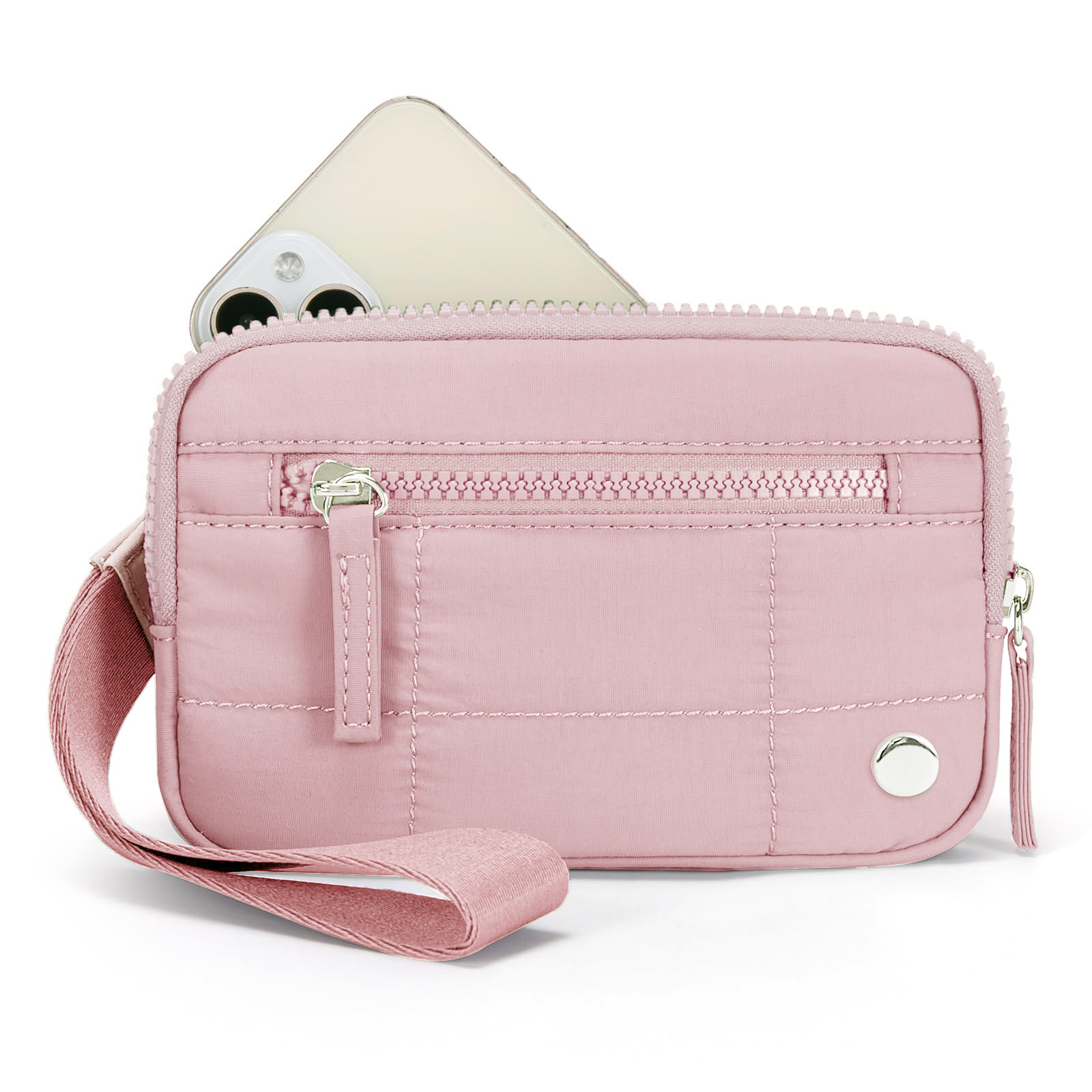Pink Waterproof Wristlet Wallet - Nylon Pouch for Cards, Phone & Coins(Without Mobile Phone)