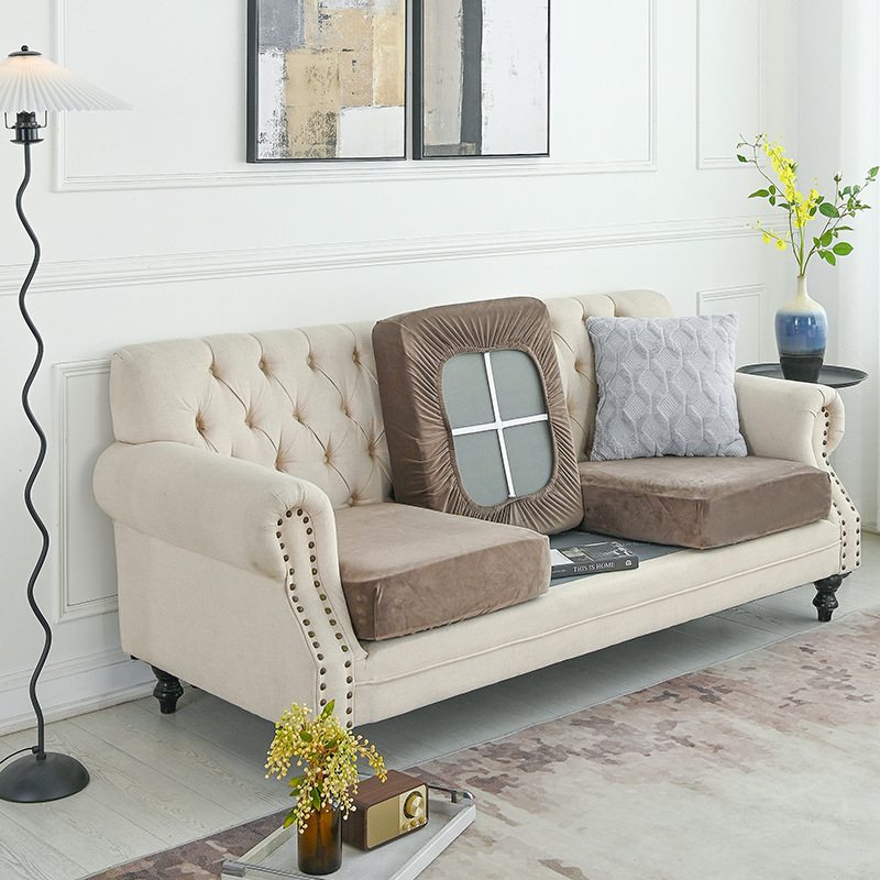 V888-ELOSUNG23054-202503211622-00 2 Pcs Brown Elegant Polyester Sofa Cover - Full Protection Against Cat Scratches & Wear - Image 1