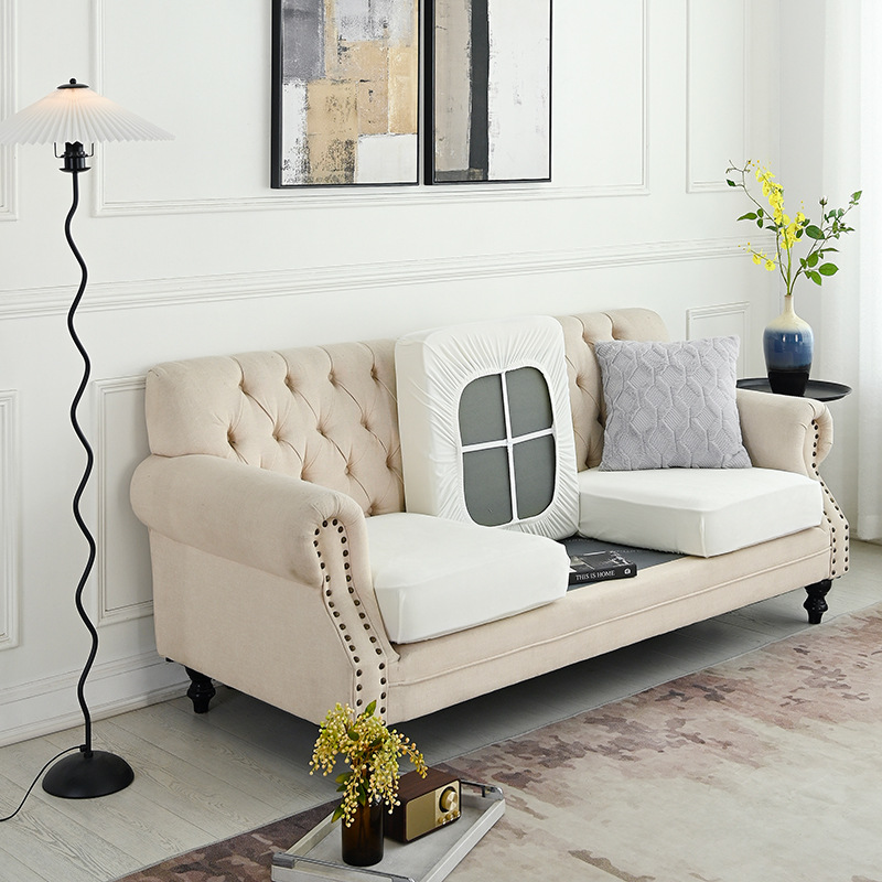 V888-ELOSUNG23058-202503211622-00 2 Pcs White Elegant Polyester Sofa Cover - Full Protection Against Cat Scratches & Wear - Image 1