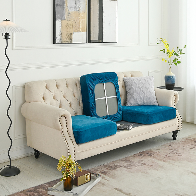 V888-ELOSUNG23059-202503211530-00 2 Pcs Peacock Blue Elegant Polyester Sofa Cover - Full Protection Against Cat Scratches & Wear - Image 1