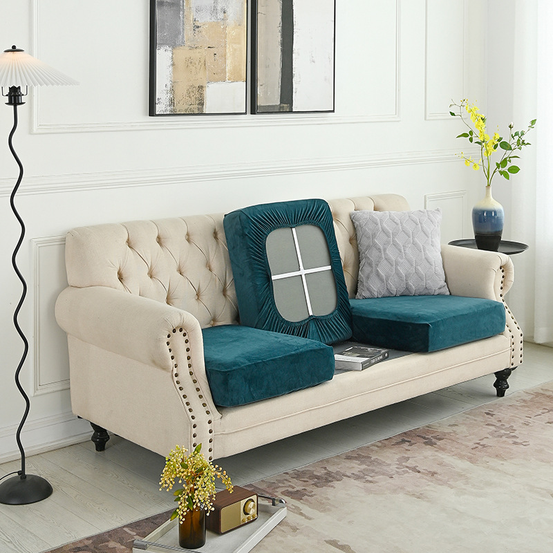 V888-ELOSUNG23064-202503211625-00 2 Pcs Green Elegant Polyester Sofa Cover - Full Protection Against Cat Scratches & Wear - Image 1